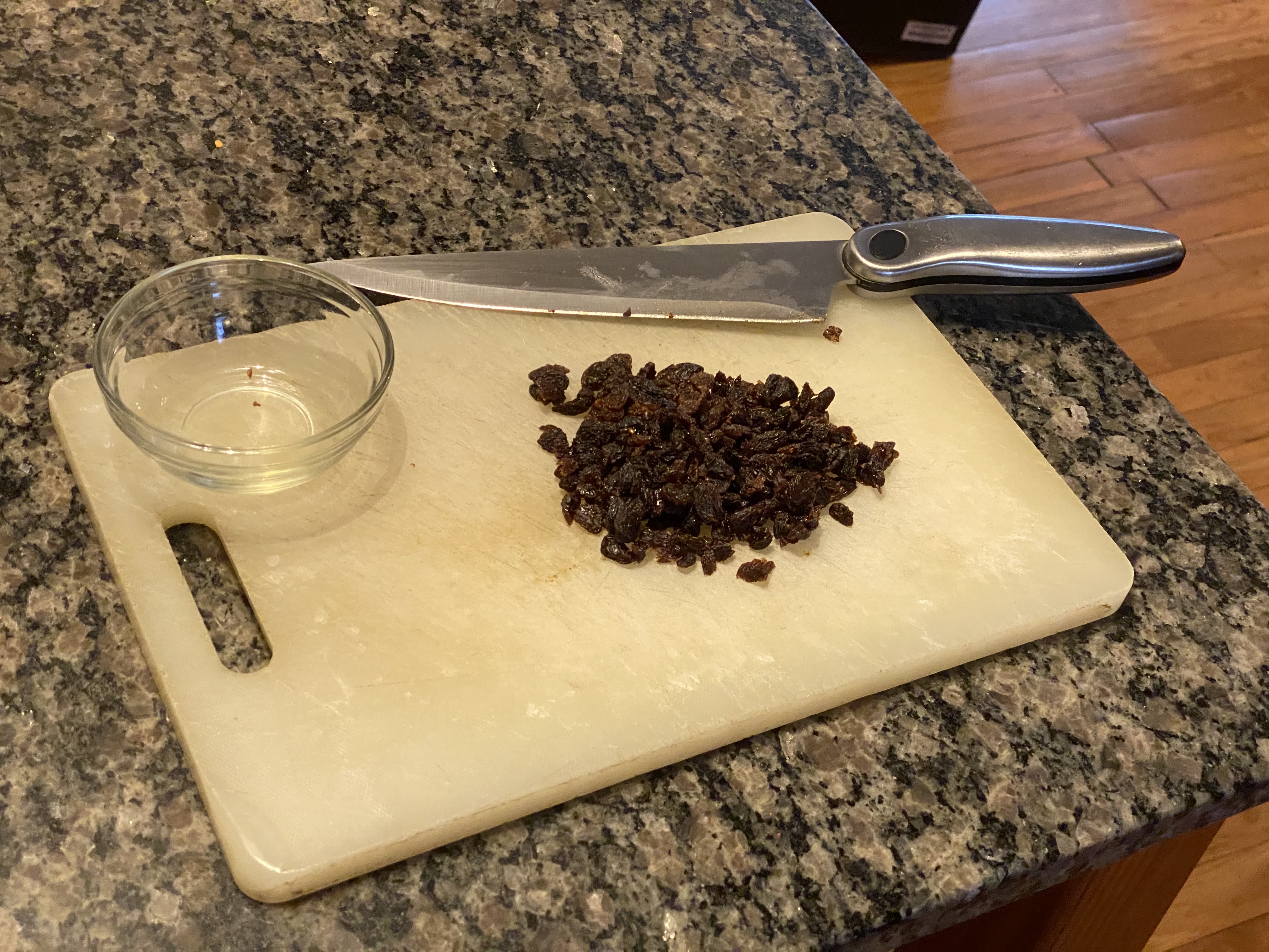 chopped raisins on cutting board IMG_5777