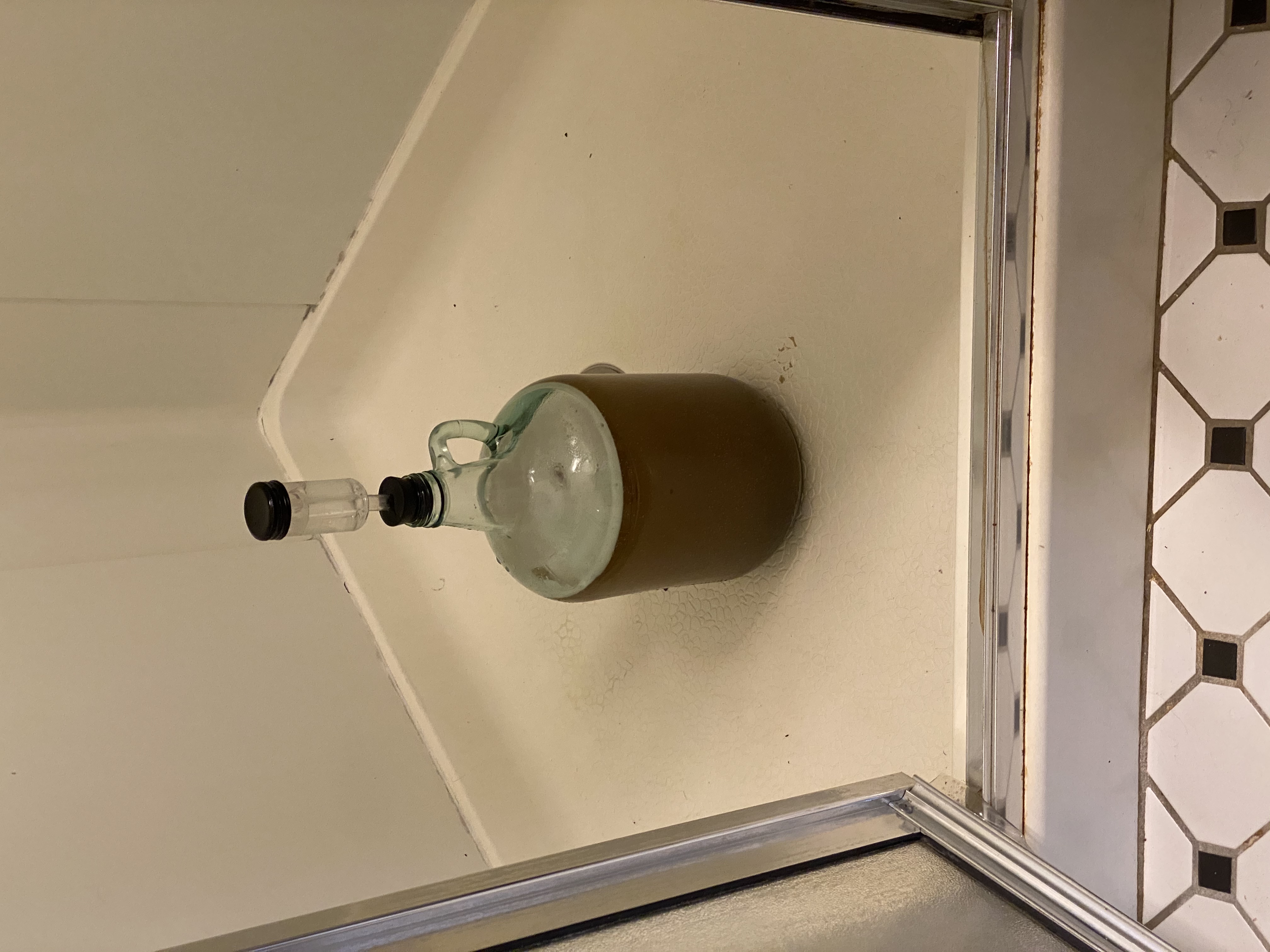 fermenter jug on shower floor IMG_5788